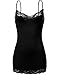 Oversize Plus Size Spaghetti Strap Lace Trim Slim Fit Cami Tops Black 1XL