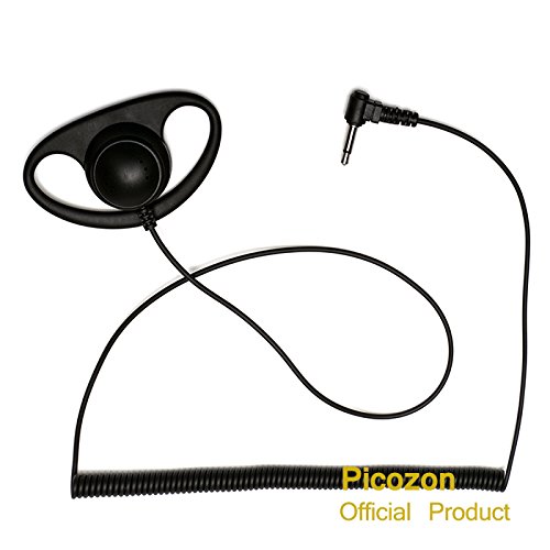 Picozon Listen Receive Only D-Shape Headphone Earphone Earpiece for 3.5mm Mono Jack Plug iPad Air, GALAXY Tab, Surface, Laptop, Tablet, Computer, Mp3 Player, Mp4 Player, CD Player, FM AM Radio etc.