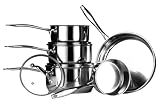 Premier Housewares Tenzo 0.6 mm 5-Piece Mirror Stainless Steel Cookware Set, 14/ 16/ 18/ 20 cm Saucepan and 24 cm Frypan