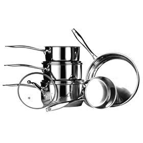 Premier Housewares Tenzo 0.6 mm 5-Piece Mirror Stainless Steel Cookware Set, 14/ 16/ 18/ 20 cm Saucepan and 24 cm Frypan