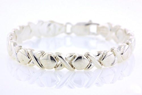 6.5" 925 Sterling Silver Shiny Fluted X-Bars Stampato Bracelet