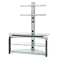 Flat Panel Mounted TV Stand - Glass/ Walnut