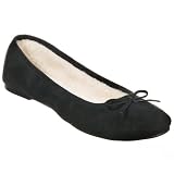 Women's Xhilaration Sable Ballet Flats with Faux-Fur Lining - Black