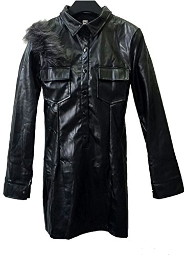 秋冬物 レディース レザー ツーピース 長袖 ヤング ライダース ジッパー ジャケット パンツ パーティー 衣装 スリム カジュアル アウター 羽織 ブルゾン オリジナルアクセサリー付属 EVM0329