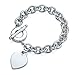 Sterling Silver Heart Tag Charm Toggle Bracelet