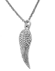 .925 Sterling Silver Angel Wing Charm Necklace 18"