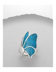 Turquoise (Sky Blue) Butterfly Reconstructed stones Ring In 92.5 Sterling Silver