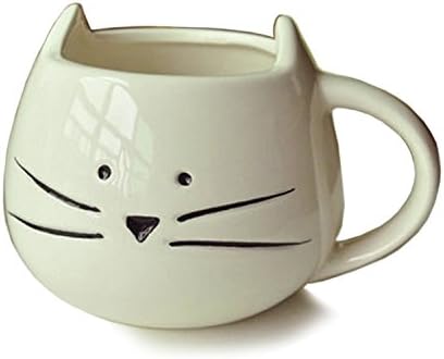 Wonder Palaza Lovely Cute Little White Cat Coffee Milk Ceramic Mug Cup Christmas Birthday Best Gift