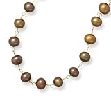 16 14k Yellow Gold 9-10mm Brown Cultured Freshwater Pearl Necklace