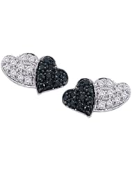 1/5 ct. tw. Black and White Diamond Heart Earrings in 10K White Gold