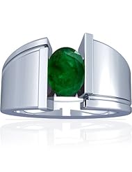Platinum Oval Cut Emerald Solitaire Ring