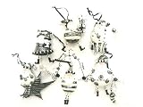 Set of 6 Black & White Santa Claus Christmas Ornaments
