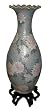 Hand painted oriental floor vase, 36"H porcelain - Longevity Chrysanthemums
