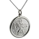 Image of Sterling Silver heavy St Christopher with a Curb chain