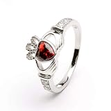JANUARY Birthstone Silver Claddagh Ring LS-SL90-1. Made in Ireland.