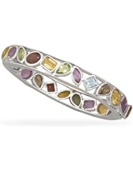 Multishape Stone Hinged Bangle Bracelet