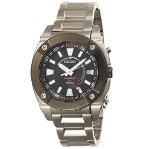 Seiko Men’s SUN005 Kinetic GMT Silver-Tone Watch