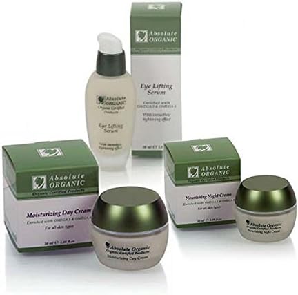 Absolute Organic 3 pc Moisturizing Day Cream, Nourishing Night Cream & Eye Lifting Serum