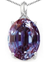 Tommaso Design (tm) Oval Simulated Alexandrite and Diamond Pendant