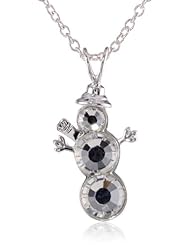 Silver Plated Snowman Pendant Necklace, 18"