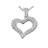 0.20 cttw Heart Shaped Pendant - 14kt White Gold LIFETIME WARRANTY