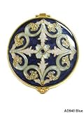 Blue Elegant Round Bejeweled Compact Mirror