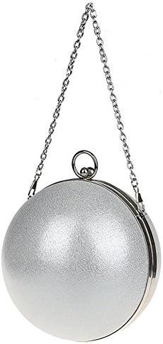 Women's Supper Lovely Round Ball Chain Purse Small Evening Party Clutch Bag (Silver)