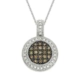 Sterling Silver 1/4 ct. TDW Champagne Diamond Round Pendant