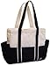 100% Cotton Canvas Shoulder Tote w/Multiple Pockets, Black, IMPROVED!