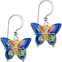 Handcrafted Blue Cloisonne Butterfly Earrings