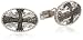 Men's Sterling Silver Black Diamond Cross Cuff Links (1/10 cttw)