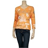 Tennessee Volunteers Orange Ladies Ruffle V-neck Rhinestone 3/4 Sleeve T-shirt
