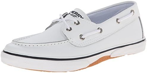 Sperry Top-Sider Halyard Leather Boat Shoe (Little Kid/Big Kid), White, 5.5 M US Big Kid