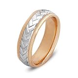14k Gold Two-Tone Engraved Men's Wedding Band