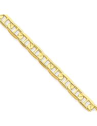 14k Yellow Gold 9 Inches 4.5mm Wide Concave Anchor Chain Anklet. Weight: 7.82 Grams - 30 Day Money Back Guarantee