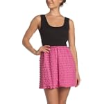 Trixxi Juniors' Tank Dress With Ruffle Skirt,Black/Pink,Small