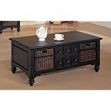 Black-Finish-Storage-Coffee-Table-Pull-Out-Basket-Wood