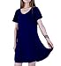 Favelem Womens Short Sleeve Comfy Flowy Loose Fit Long Tunic Top T shirt Dresses