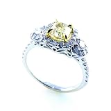 18k Two Tone Gold 1.68 Carats Total Natural Fancy Color Diamond Ring