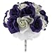 Purple and Ivory Silk Rose Hand Tie (2 Dozen Roses) - Bridal Wedding Bouquet
