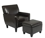 Accent Chair with Ottoman in Espresso Bonded Leather