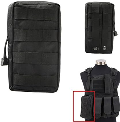 Pouch Tactical 4 Color Tacticle MOLLE Open Top Utility Zipper Pouch Bag For Molle Vest Backpack Pouch Tools (Black)