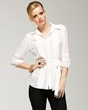 bebe Chiffon Sheer Pleated Shirt