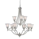 Royce RC70ES/9-12 Prescott Nine-Light Chandelier Brushed Steel with White Alabaster Globes