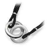 Sterling Silver Interlocking Ring Pendant w/ Black Cotton Cord