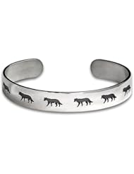 Sterling Silver Wolf Shadows Western Range and Wilderness Bracelet. Made in USA.