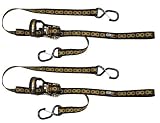 EK Ekcessories 19544P-W77-AM Ratshet Cat Chain Pattern Dual Safety Clip Tie Down with Built In Soft Tie - Pack of 2