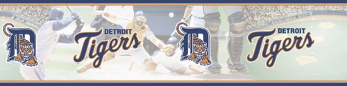 Blue Mountain Wallcoverings 5815400 Detroit Tigers MLB Prepasted Wall Border, 6-Inch by 15-Foot