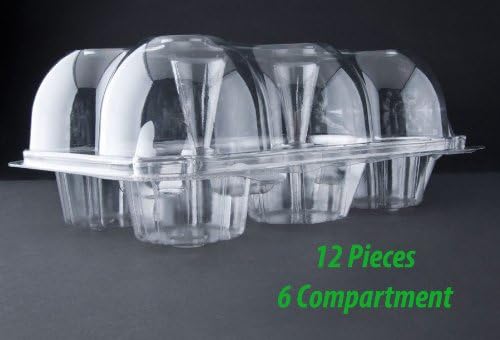 6 Compartment Clear Plastic Cupcake Cake Dome Favor Container Boxes Wedding Party Shower (Six Cups)