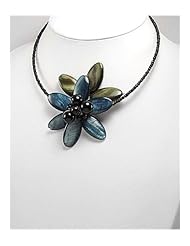 Flower Dyed Mother of Pearls Necklace In Zinc